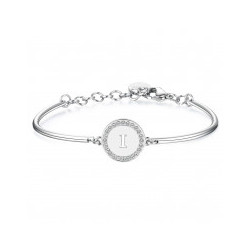 Bracciale donna lettera I bhk132 in acciaio 316 anallergico pietre e swarovski