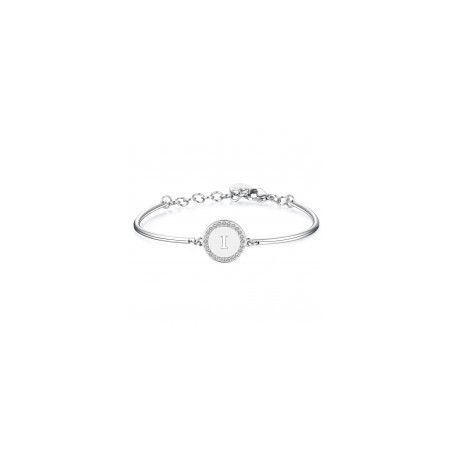 Bracciale donna lettera I bhk132 in acciaio 316 anallergico pietre e swarovski