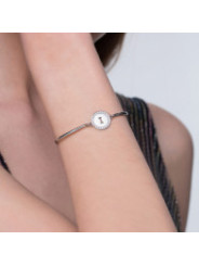 Women's bracelet letter I bhk132 in steel 316 hypoallergenic stones and swarovski