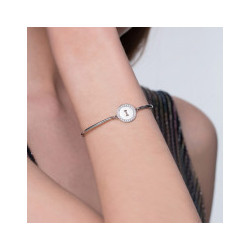 Bracciale donna lettera I bhk132 in acciaio 316 anallergico pietre e swarovski