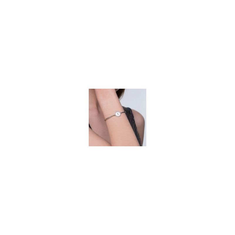 Women's bracelet letter I bhk132 in steel 316 hypoallergenic stones and swarovski