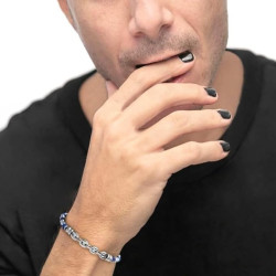 Bracciale Unisex Marlù 30BR0006 in Acciaio con Pietre Blu Catena Marine