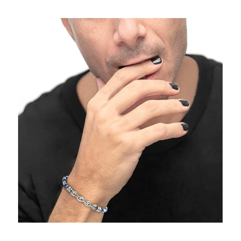 Bracciale Unisex Marlù 30BR0006 in Acciaio con Pietre Blu Catena Marine