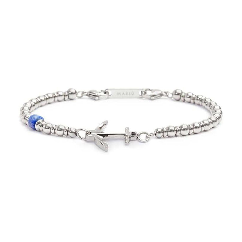 Bracciale Unisex Marlù 30BR0009 in Acciaio con Ancora Centrale e Pietre Silver Bracciale Unisex Marlù 30BR0009 in Acciaio con Ancora Centrale e Pietre Silver