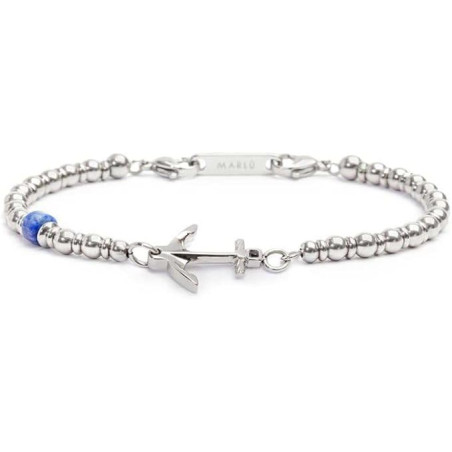 Bracciale Unisex Marlù 30BR0009 in Acciaio con Ancora Centrale e Pietre Silver