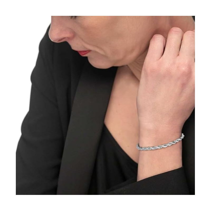 Bracciale Donna Marlù 30BR0013 Catena Corda in Acciaio Silver 21cm