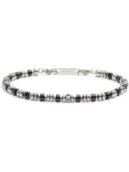 Bracciale Unisex Marlù 30BR0015-N in Acciaio Silver con Ematite Nere