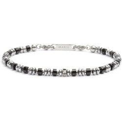 Bracciale Unisex Marlù 30BR0015-N in Acciaio Silver con Ematite Nere