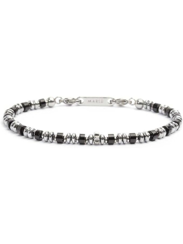 Bracciale Unisex Marlù 30BR0015-N in Acciaio Silver con Ematite Nere