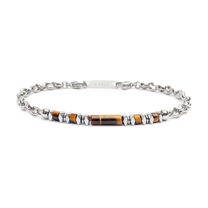 Bracciale Unisex Marlù 30BR0016-M in Acciaio Silver con Pietre Marroni ed Ematite Bracciale Unisex Marlù 30BR0016-M in Acciaio Silver con Pietre Marroni ed Ematite
