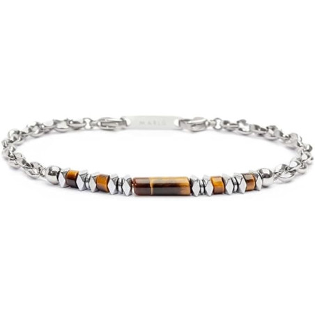 Bracciale Unisex Marlù 30BR0016-M in Acciaio Silver con Pietre Marroni ed Ematite