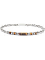 Bracciale Unisex Marlù 30BR0016-M in Acciaio Silver con Pietre Marroni ed Ematite
