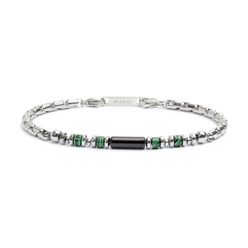 Bracciale Unisex Marlù 30BR0017-N in Acciaio Silver con Pietre Nere e Verdi ed Ematite Bracciale Unisex Marlù 30BR0017-N in Acciaio Silver con Pietre Nere e Verdi ed Ematite