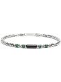 Bracciale Unisex Marlù 30BR0017-N in Acciaio Silver con Pietre Nere e Verdi ed Ematite