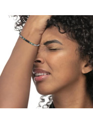 Bracciale Unisex Marlù 30BR0017-N in Acciaio Silver con Pietre Nere e Verdi ed Ematite