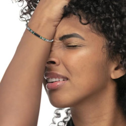 Bracciale Unisex Marlù 30BR0017-N in Acciaio Silver con Pietre Nere e Verdi ed Ematite
