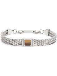 Bracciale Unisex Marlù 30BR0018-M Catena Mesh in Acciaio Silver con Pietra Brown