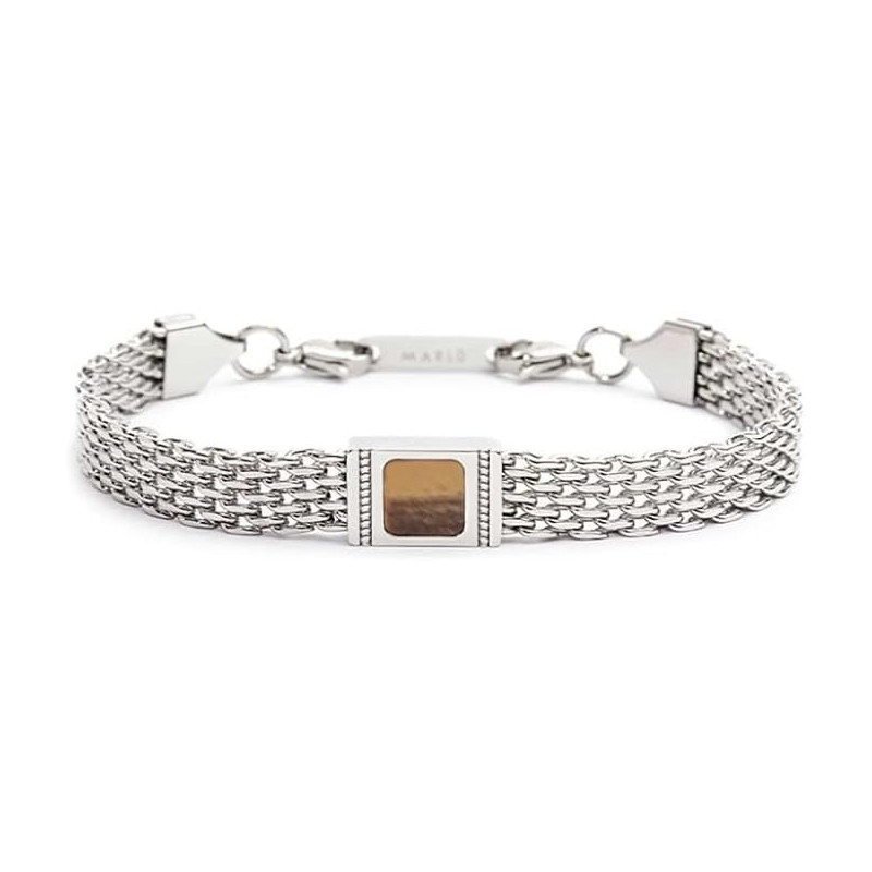 Bracciale Unisex Marlù 30BR0018-M Catena Mesh in Acciaio Silver con Pietra Brown Bracciale Unisex Marlù 30BR0018-M Catena Mesh in Acciaio Silver con Pietra Brown