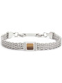 Bracciale Unisex Marlù 30BR0018-M Catena Mesh in Acciaio Silver con Pietra Brown