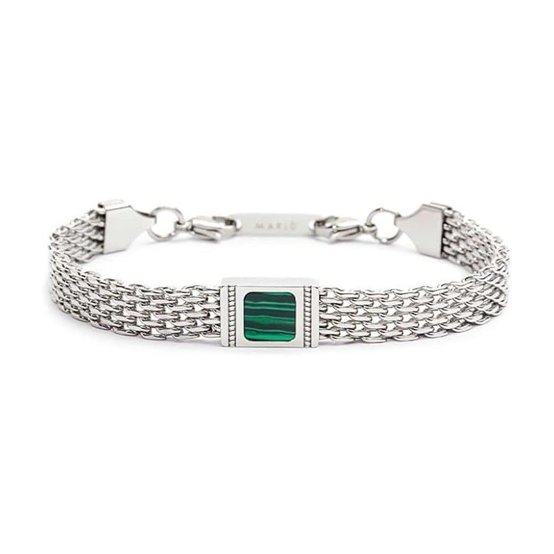 Bracciale Unisex Marlù 30BR0018-V Catena Mesh in Acciaio Silver con Pietra Verde Bracciale Unisex Marlù 30BR0018-V Catena Mesh in Acciaio Silver con Pietra Verde