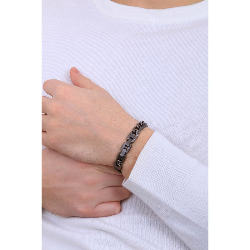 Brosway Bracciale Uomo BIK98 Ink in Acciaio Pvd Nero Catena 21 cm