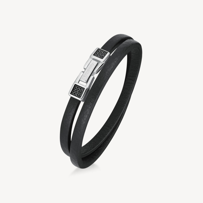 Bracciale Uomo Brosway InkBIK138 in Pelle Nera con Centrale Acciaio Bracciale Uomo Brosway InkBIK138 in Pelle Nera con Centrale Acciaio