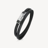 Bracciale Uomo Brosway InkBIK138 in Pelle Nera con Centrale Acciaio