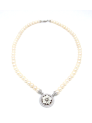 COLLANA DONNA CON PERLE COLTIVATE 6 6.5 CON CENTRALE CAMMEO SARDONICO