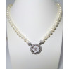 Collana da Donna in Argento 925% con Perle Bianche Coltivate 6/6,5mm Cammeo Centrale Sardonico