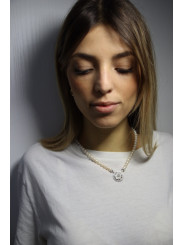COLLANA DONNA CON PERLE COLTIVATE 6 6.5 CON CENTRALE CAMMEO SARDONICO
