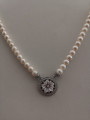 COLLANA DONNA CON PERLE COLTIVATE 6 6.5 CON CENTRALE CAMMEO SARDONICO