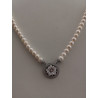 Collana da Donna in Argento 925% con Perle Bianche Coltivate 6/6,5mm Cammeo Centrale Sardonico