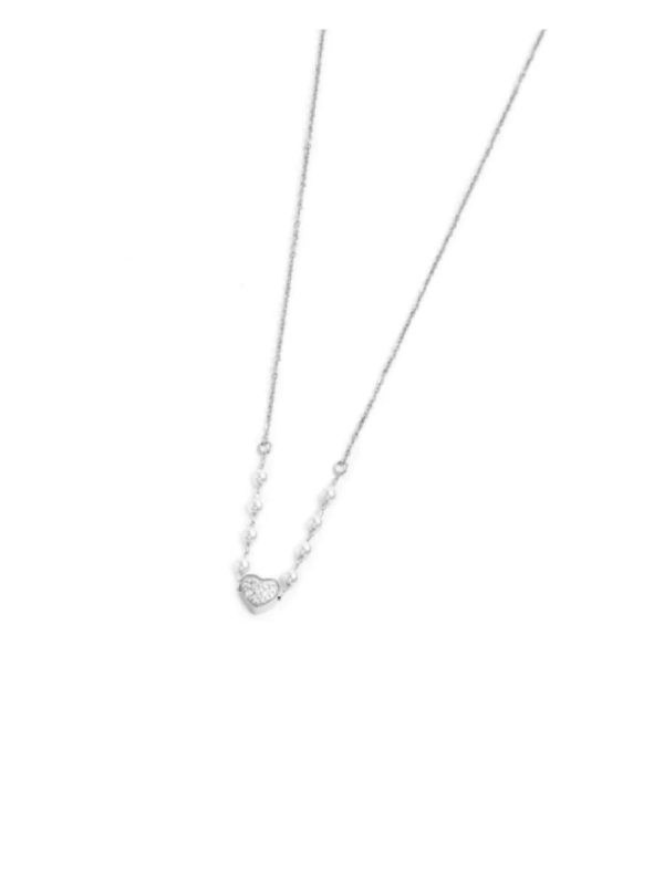 Collana Donna Marlù Nel Mio Cuore 15CN031-W in Acciaio Silver Cuore con Cristalli
