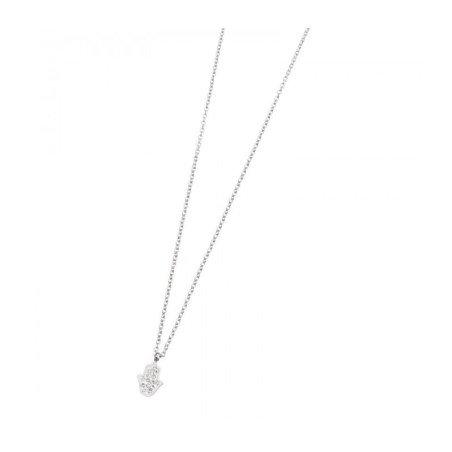 Collana Donna Marlù Mano di Fatima 18CN041 in Acciaio Colore Argento Anallergico
