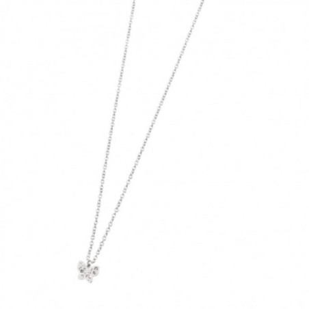 Collana Donna Marlù Time To 18CN040 in Acciaio Silver Con Farfalla e Cristalli