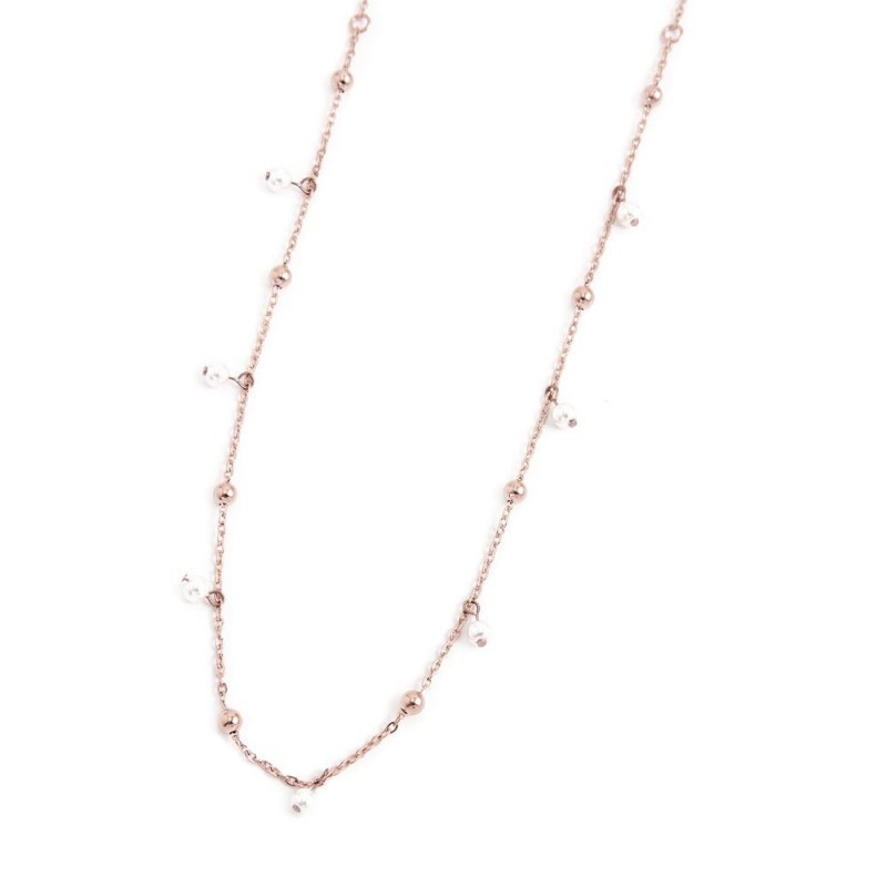Collana Donna Marlù Be Woman 2CO0069R-W in Acciaio Colore Oro Rosa con Perle Collana Donna Marlù Be Woman 2CO0069R-W in Acciaio Colore Oro Rosa con Perle
