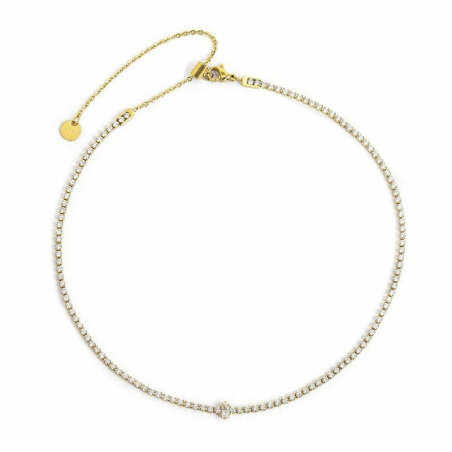 Collana Donna Marlù Tennis 2CO0076G-W in Acciaio Pvd Oro e Zirconi Bianchi