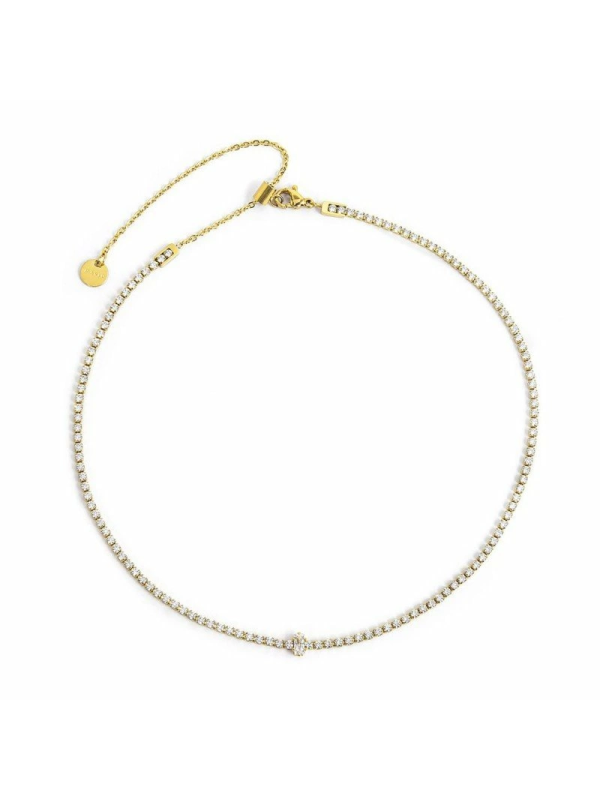 Collana Donna Marlù Tennis 2CO0076G-W in Acciaio Pvd Oro e Zirconi Bianchi