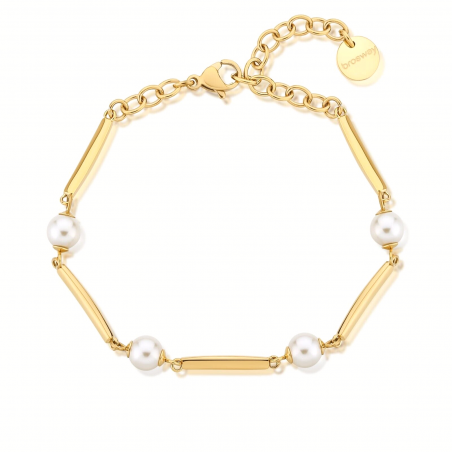 Bracciale Donna Brosway Affinity BFF165 in Acciaio Colore Oro e Perle Bianche