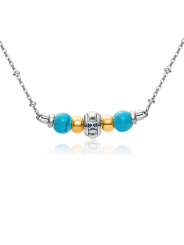 Collana da Donna Brosway Tres Jolie BTJMS662 in Acciaio Silver con Sfere in Turchese