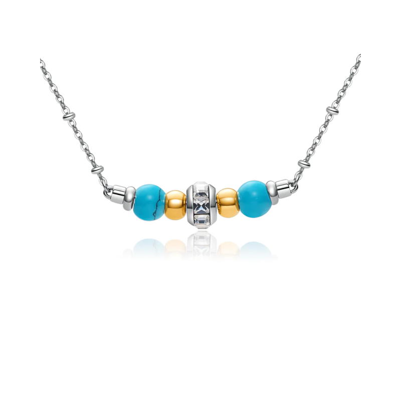 Collana da Donna Brosway Tres Jolie BTJMS662 in Acciaio Silver con Sfere in Turchese Collana da Donna Brosway Tres Jolie BTJMS662 in Acciaio Silver con Sfere in Turchese
