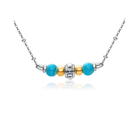 Collana da Donna Brosway Tres Jolie BTJMS662 in Acciaio Silver con Sfere in Turchese