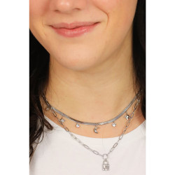 Collana da Donna Brosway Chant a Doppio Filo BAH47 Pendenti Lucchetto Silver