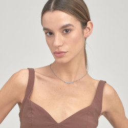 Collana Donna Brosway Symphonia BYM134 in Acciaio Silver con Cristalli Azzurri