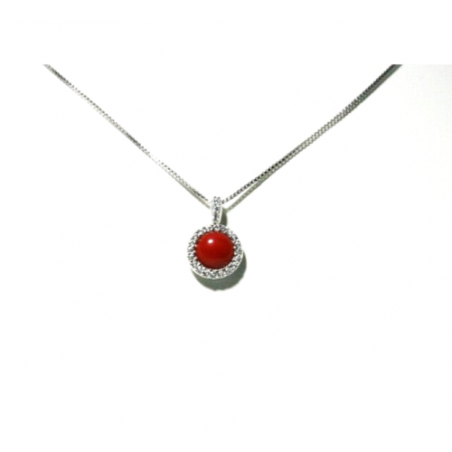 925 SILVER NECKLACE WITH NATURAL RED CORAL