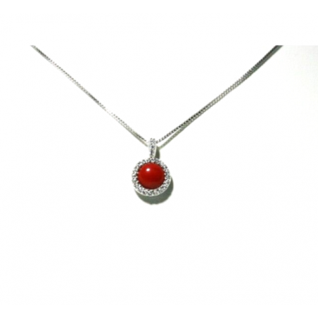 COLLANA IN ARGENTO 925 CON CORALLO ROSSO NATURALE