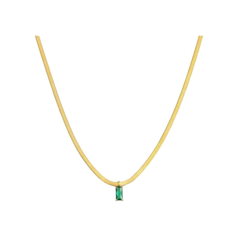 Collana Donna Marlù Sparkles 31CN0001G-S in Acciaio Pvd Oro Snake con Zircone Verde Collana Donna Marlù Sparkles 31CN0001G-S in Acciaio Pvd Oro Snake con Zircone Verde