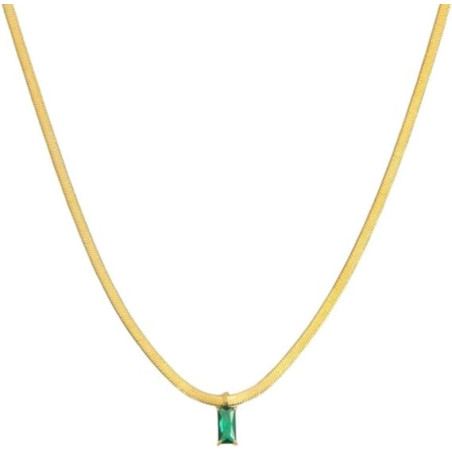Collana Donna Marlù Sparkles 31CN0001G-S in Acciaio Pvd Oro Snake con Zircone Verde
