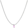 Collana Donna Marlù Sparkles 31CN0001-LF in Acciaio Silver Snake con Zircone Rosa