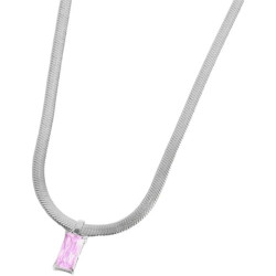 Collana Donna Marlù Sparkles 31CN0001-LF in Acciaio Silver Snake con Zircone Rosa
